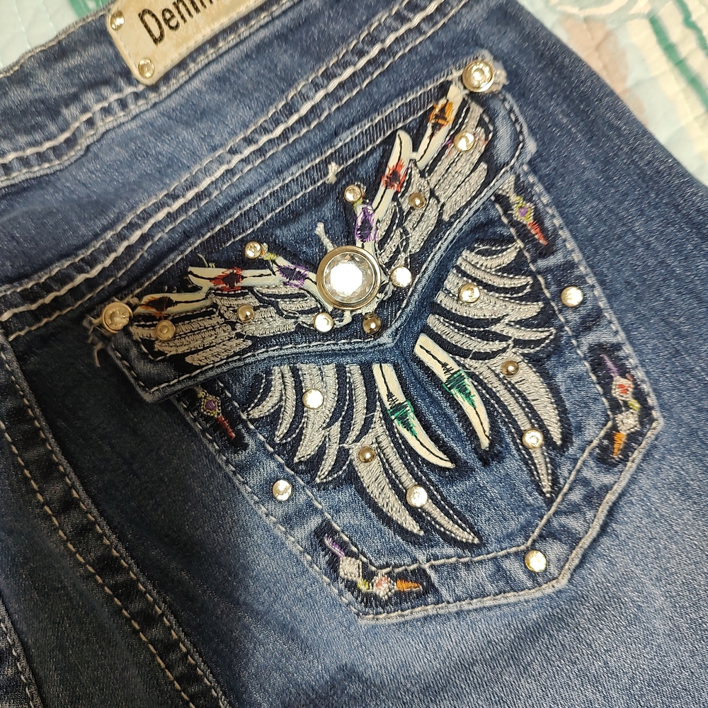 Denim Couture Embroidered Blue Boot Cut Jeans